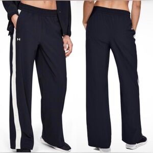Under Armour | Athlete Recovery Wide Leg Snap Pants Black Pants White Accents